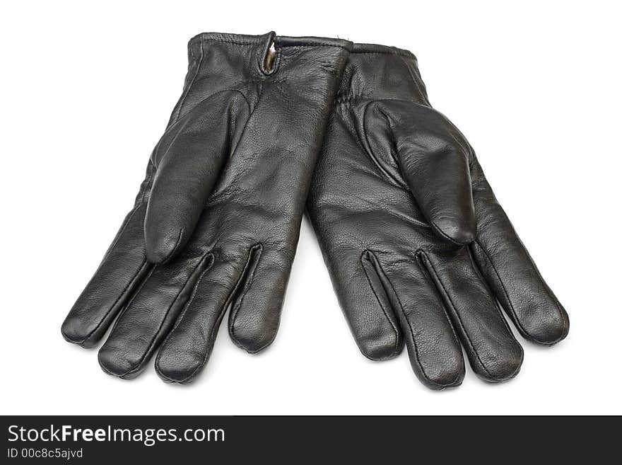 Pair of black gloves, isolated on white