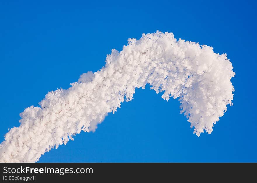 Hoarfrost on branches of a tree close up in winter. Hoarfrost on branches of a tree close up in winter