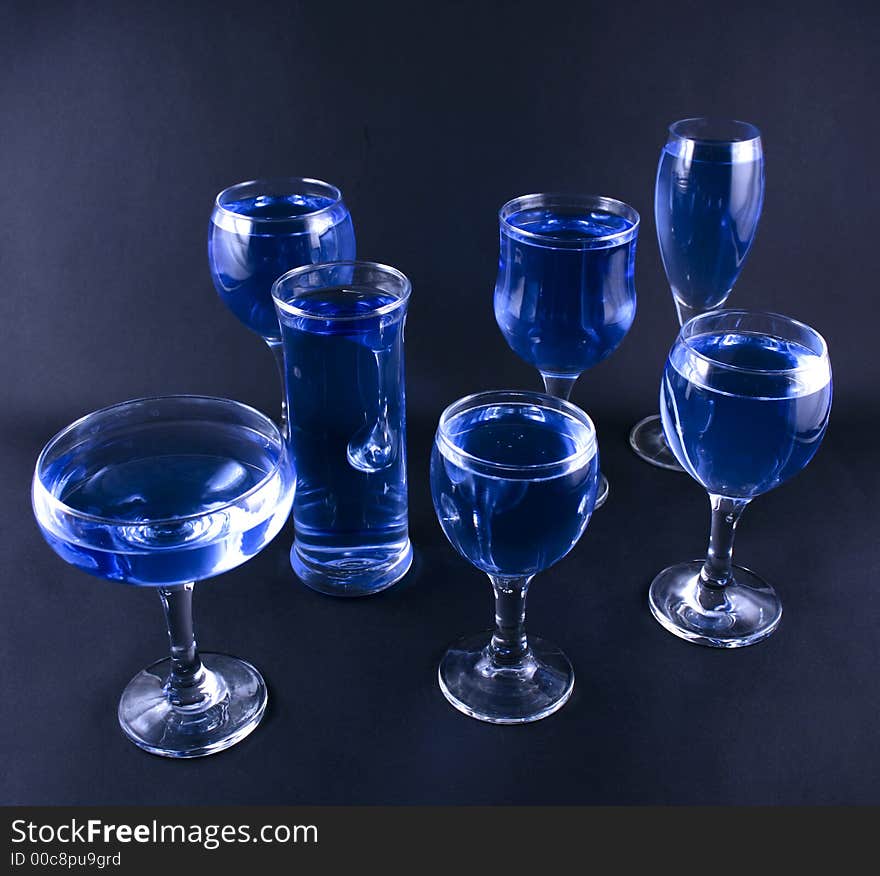 Glasses with a blue drink