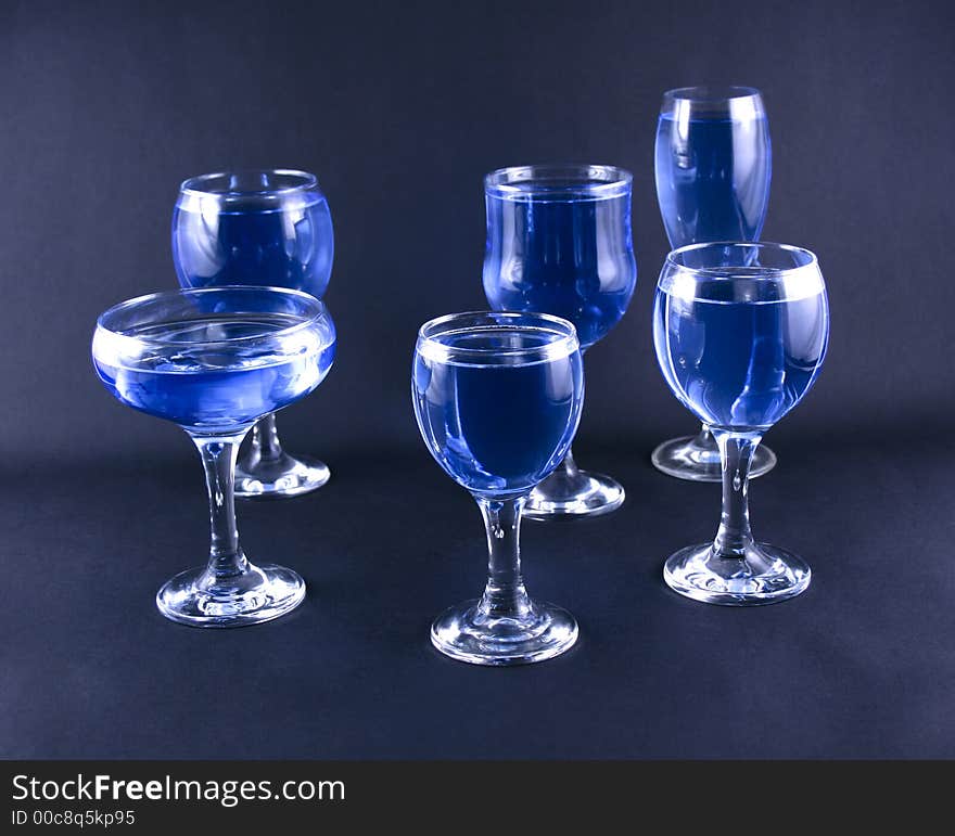 Glasses with a blue drink