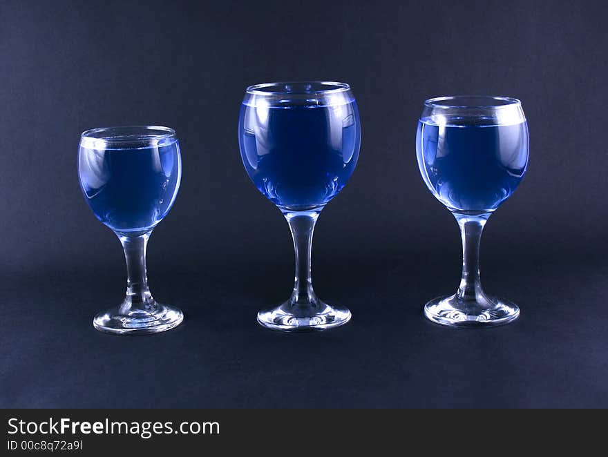 Glasses with a blue drink