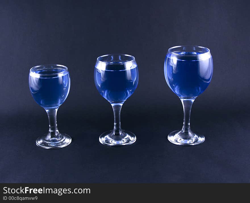 Glasses with a blue drink