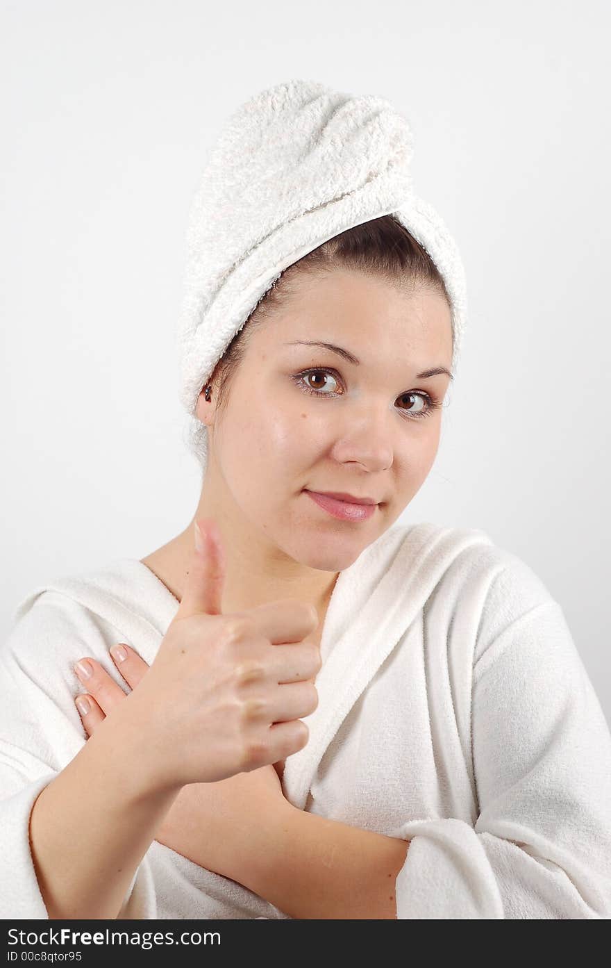 Attractive woman doing self massage on white background. Attractive woman doing self massage on white background