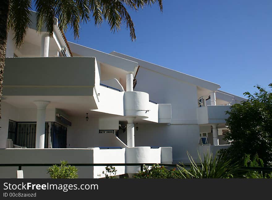 Apartment block in spain showing the large balconies. Apartment block in spain showing the large balconies