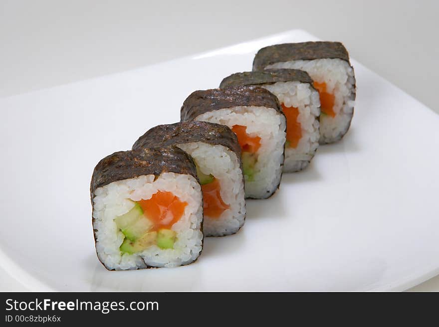 Rolls with salmon, tuna, eel, shellfish, shrimp or crabmeat. Rolls with salmon, tuna, eel, shellfish, shrimp or crabmeat