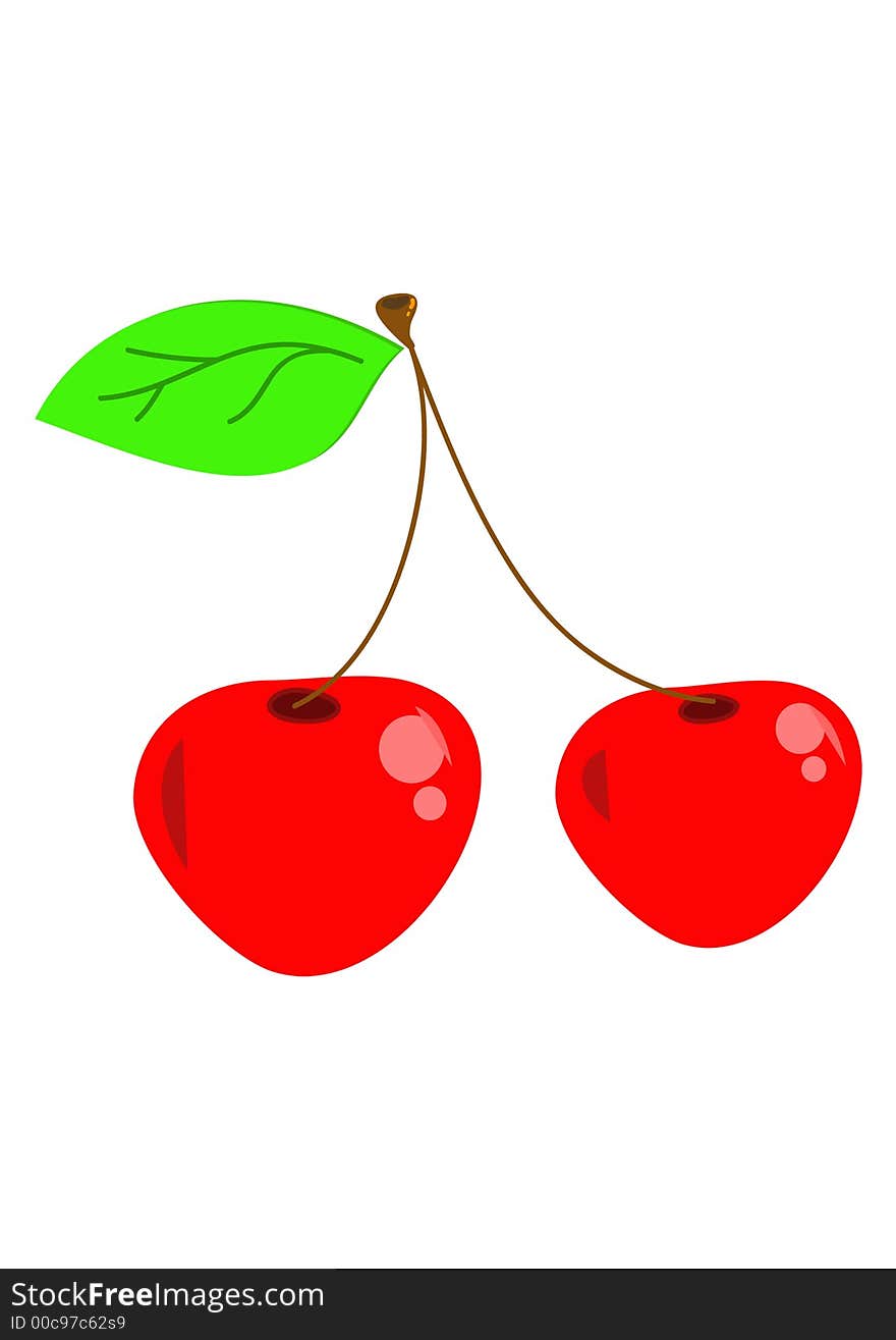 An illustration of cherry done on a white background