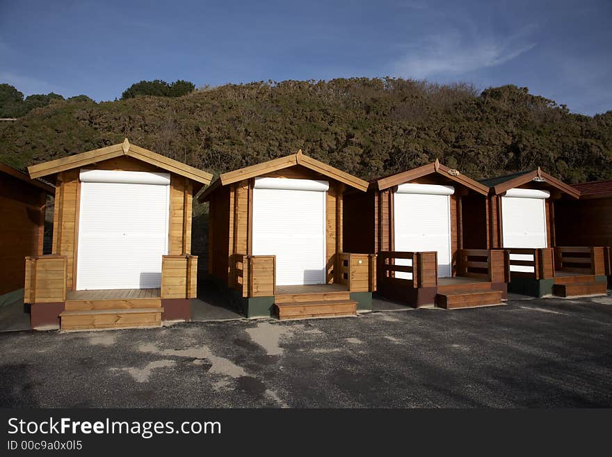 New style beach huts at durley chine bournemouth dorset england uk