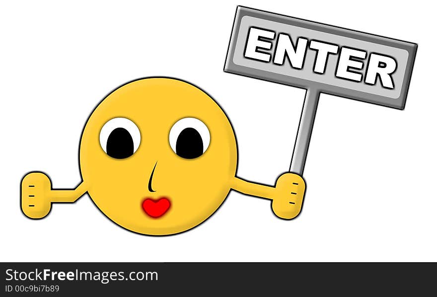 Man with enter sign