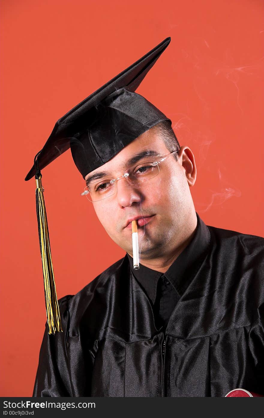 Smoking Graduation A Young Man