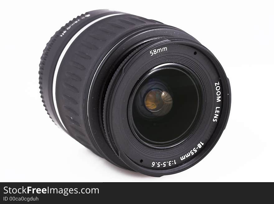 Small zoom lens isolated on white background