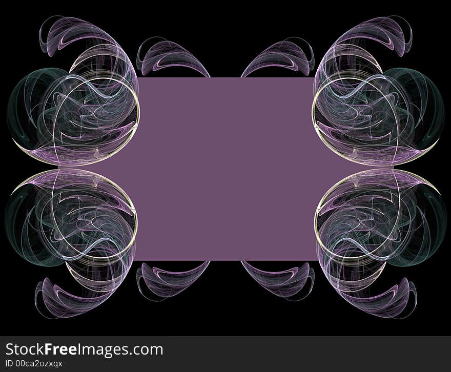 Purple rectangle with purple and cream colored fractal design elements. Purple rectangle with purple and cream colored fractal design elements.