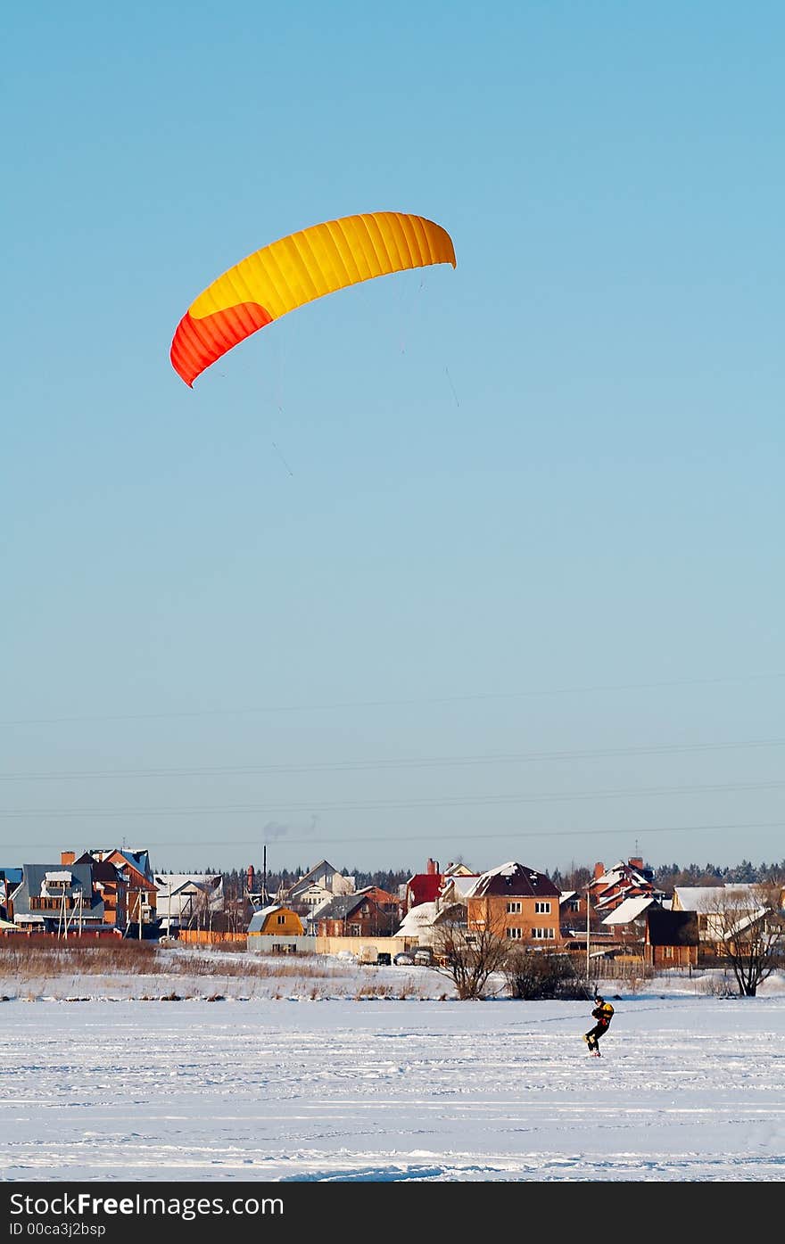 Red and yellow power kite. Red and yellow power kite