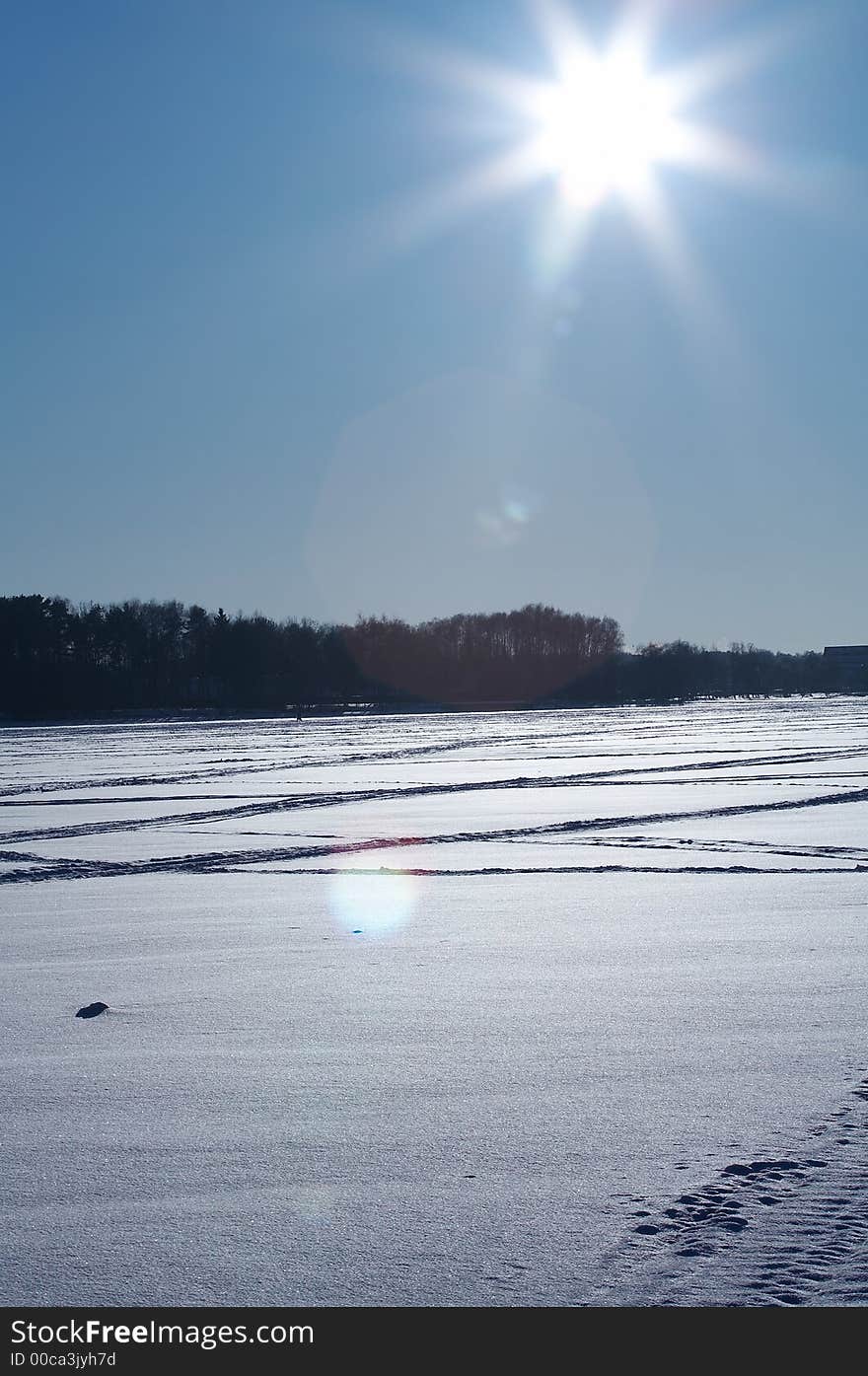 Bright sun and white snow. Bright sun and white snow