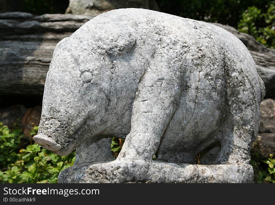 Stone pig in Bangkok Grand Palace