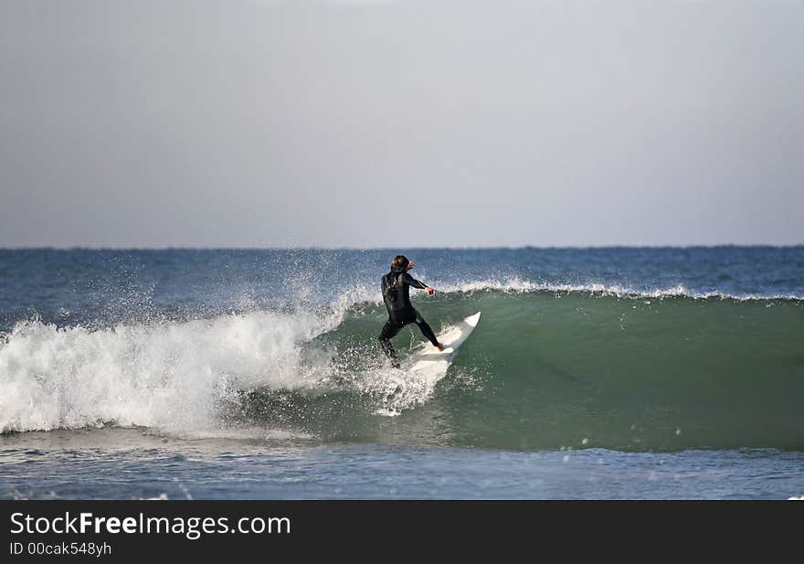 Surfer preparing a floater