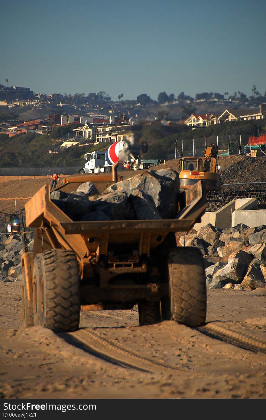 Truck carries the stones from the build-ground. Truck carries the stones from the build-ground