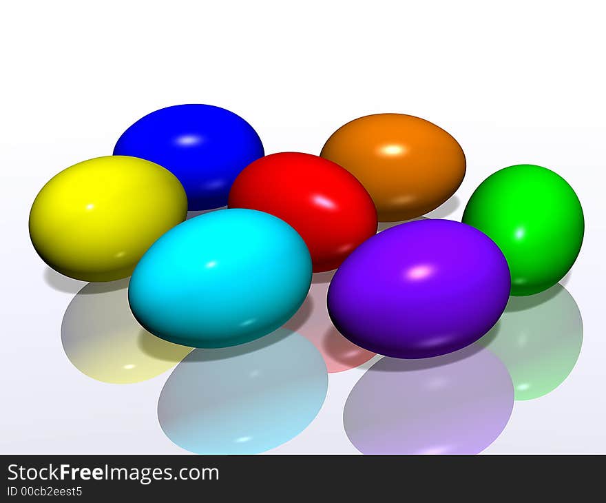 A collection of colorful Easter eggs. 3D rendering. A collection of colorful Easter eggs. 3D rendering.