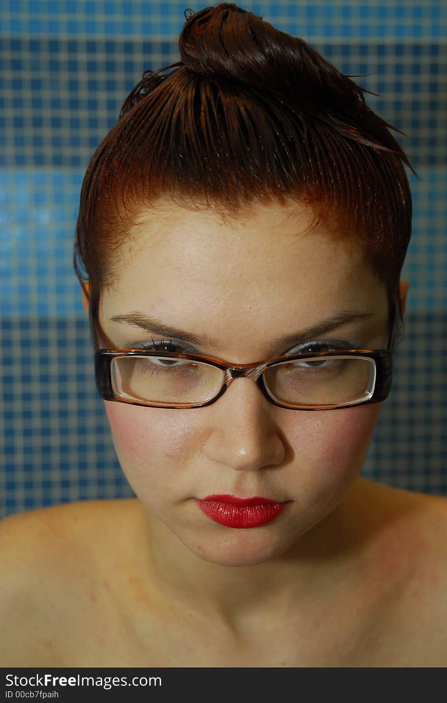 Girl with dyeing in glasses. Girl with dyeing in glasses