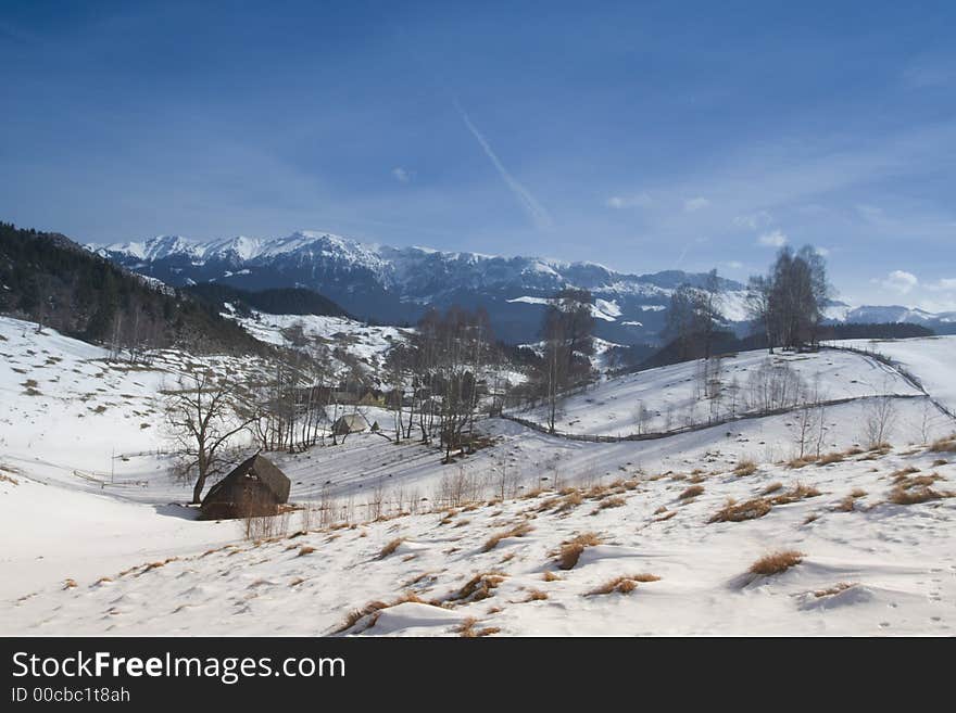 Winter landscape with old houses I