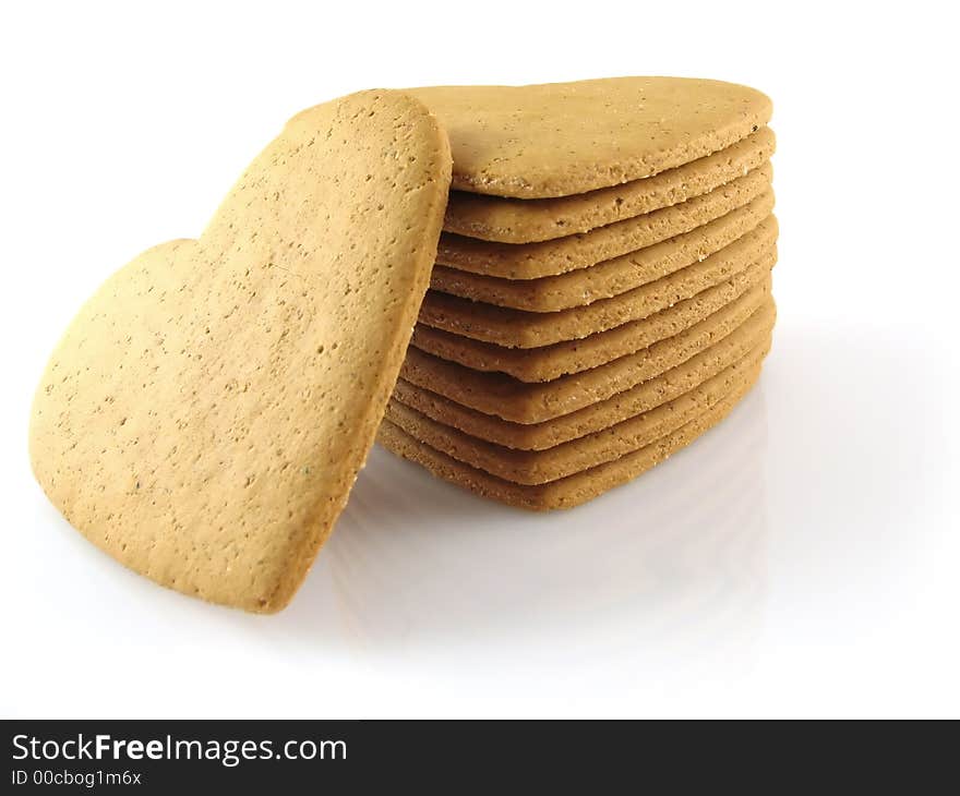 Spicy cookies, gingerbreads in a hearts form