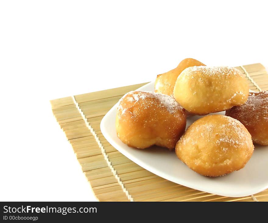 Donuts on white plate isoleted on white background