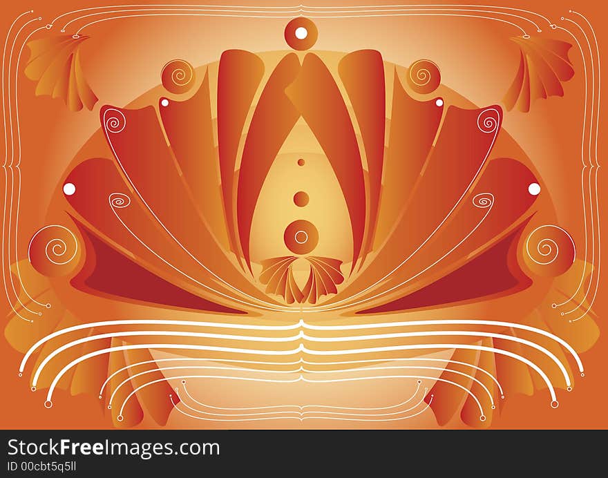 Abstract shapes of fans or waves in orange. Abstract shapes of fans or waves in orange