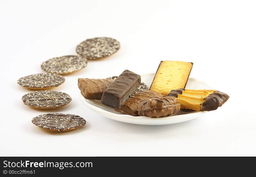 A variety of chocolate and cookies