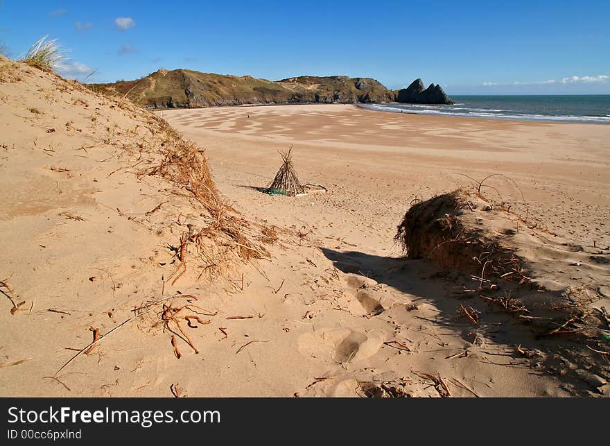 Three cliff bay in the gower peninsula, south wales, uk