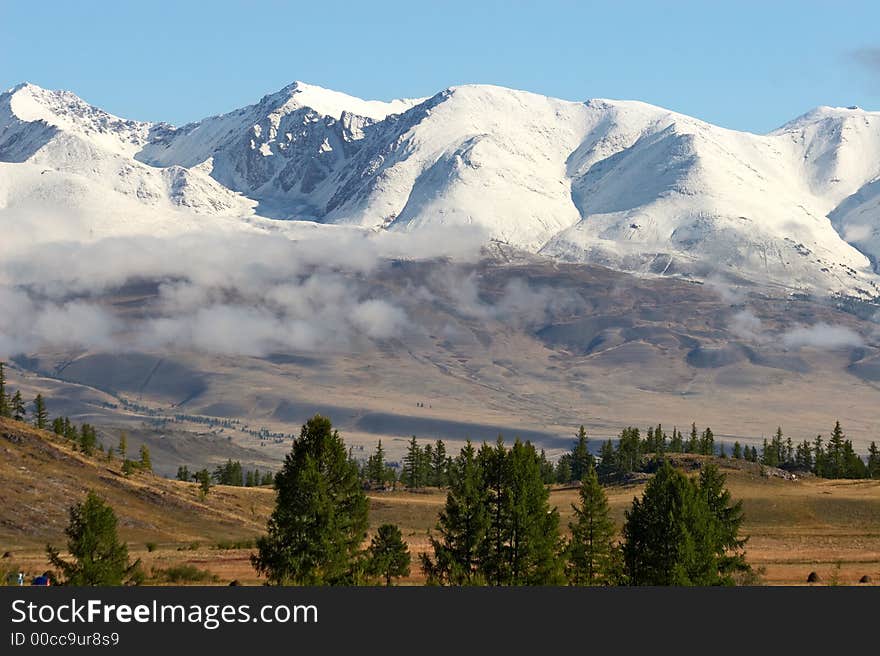 Mountains and glacier.