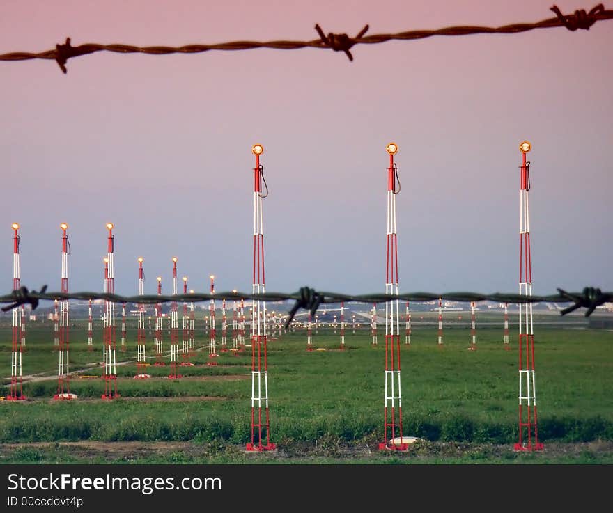 Restricted zone near an airport runway. Restricted zone near an airport runway