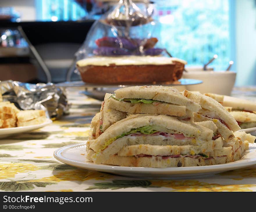 Traditional sandwiches used for an English high teaparty