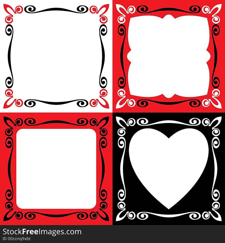 Vector ornamental background and frame (white areas of the centered are transparent over any background)