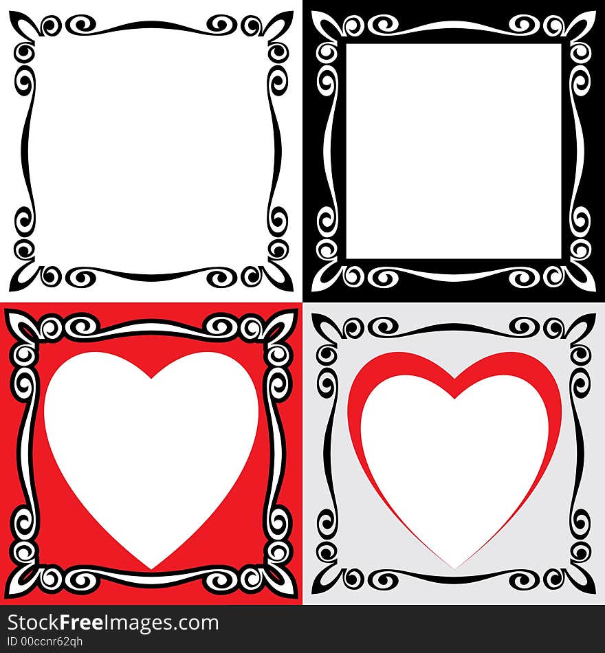 Vector ornamental background and frame (white areas of the centered are transparent over any background)