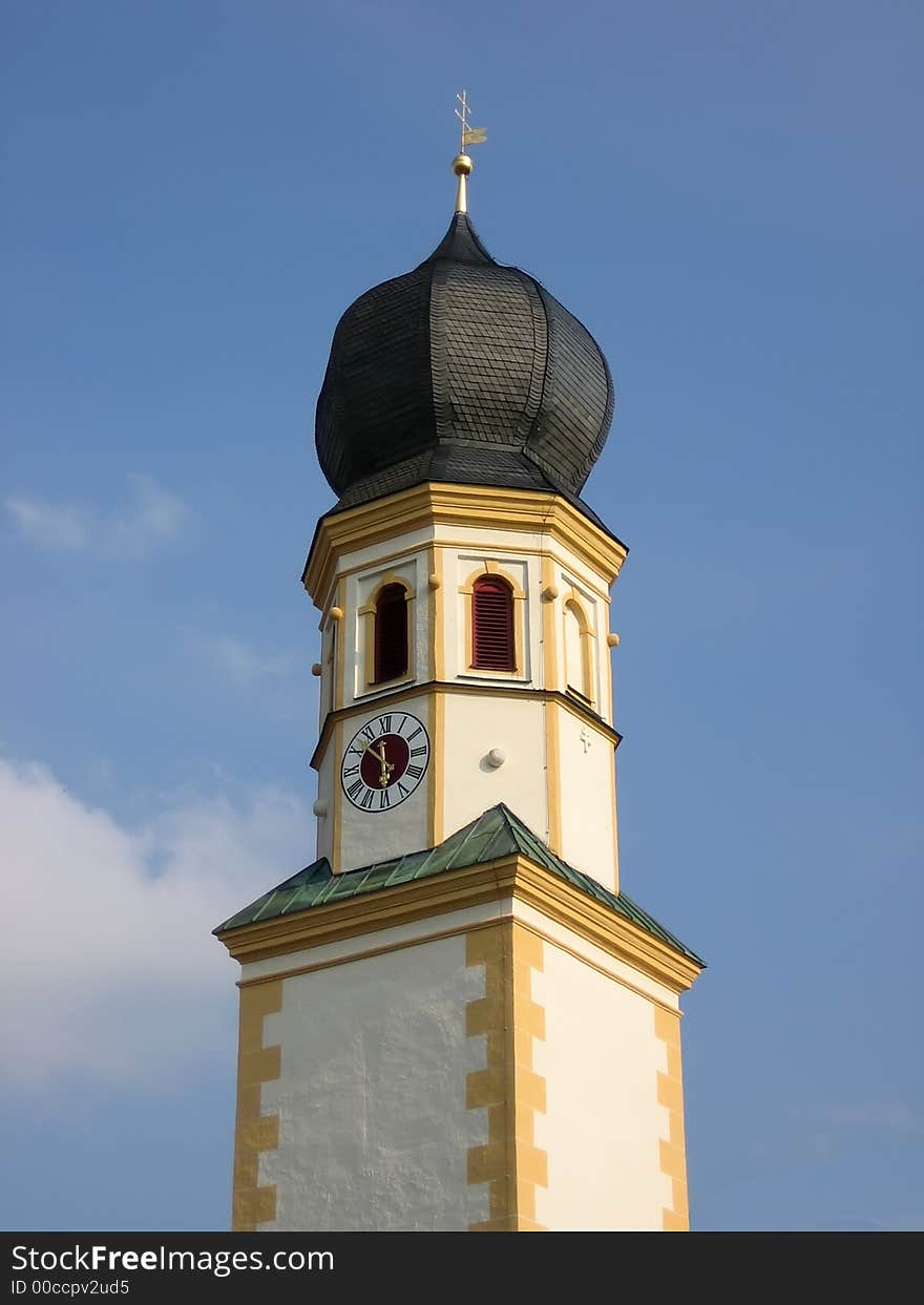 Top of one beautiful bavarian church in baroque style