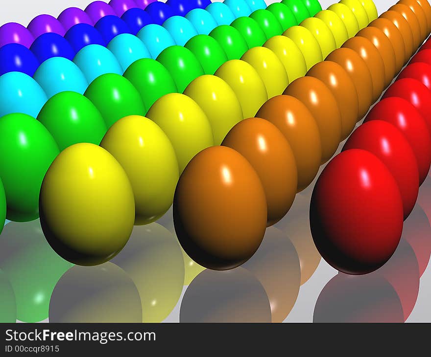 A collection of colorful Easter eggs. 3D rendering. A collection of colorful Easter eggs. 3D rendering.