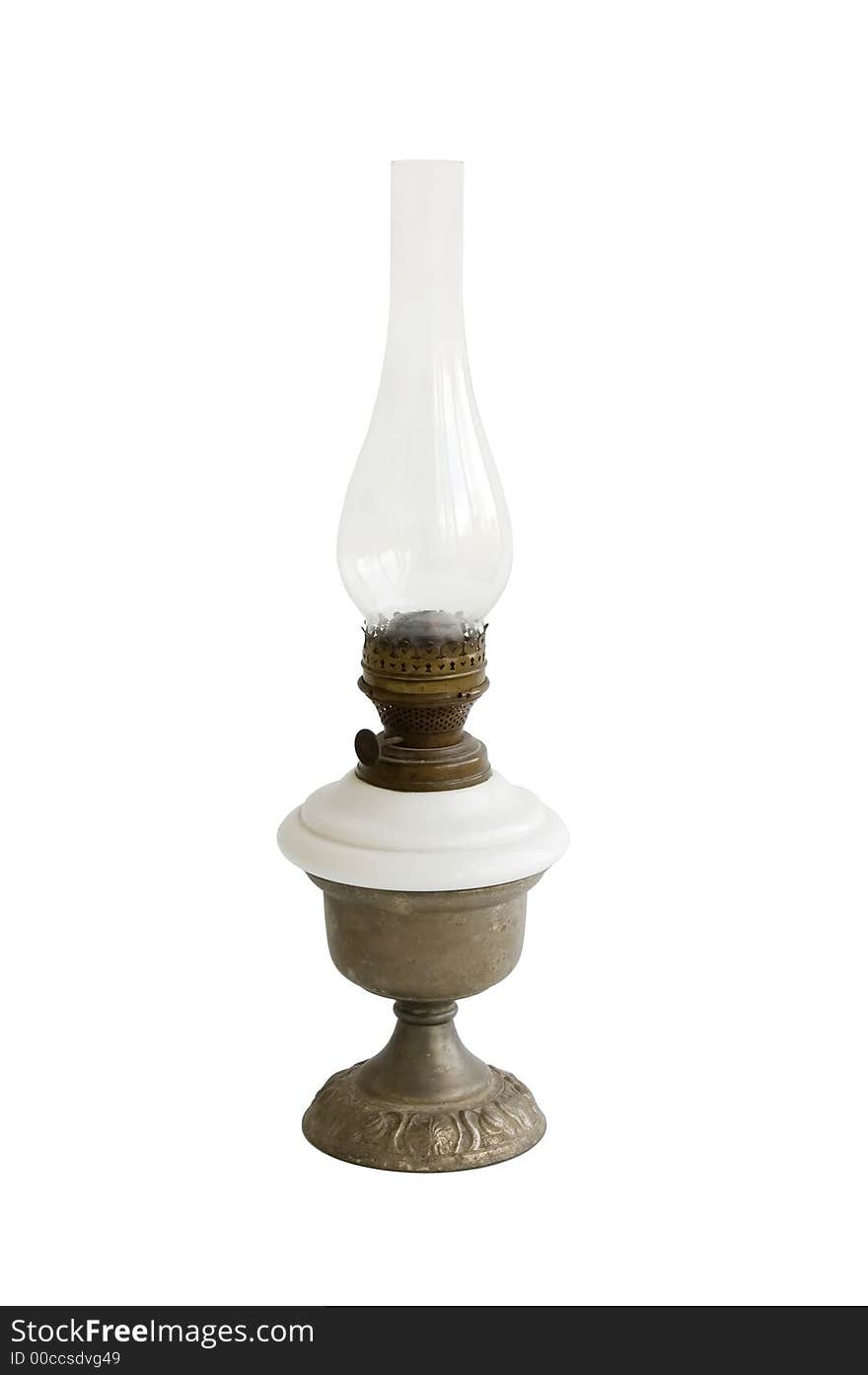 The old kerosene oil lamp isolated over white. The old kerosene oil lamp isolated over white