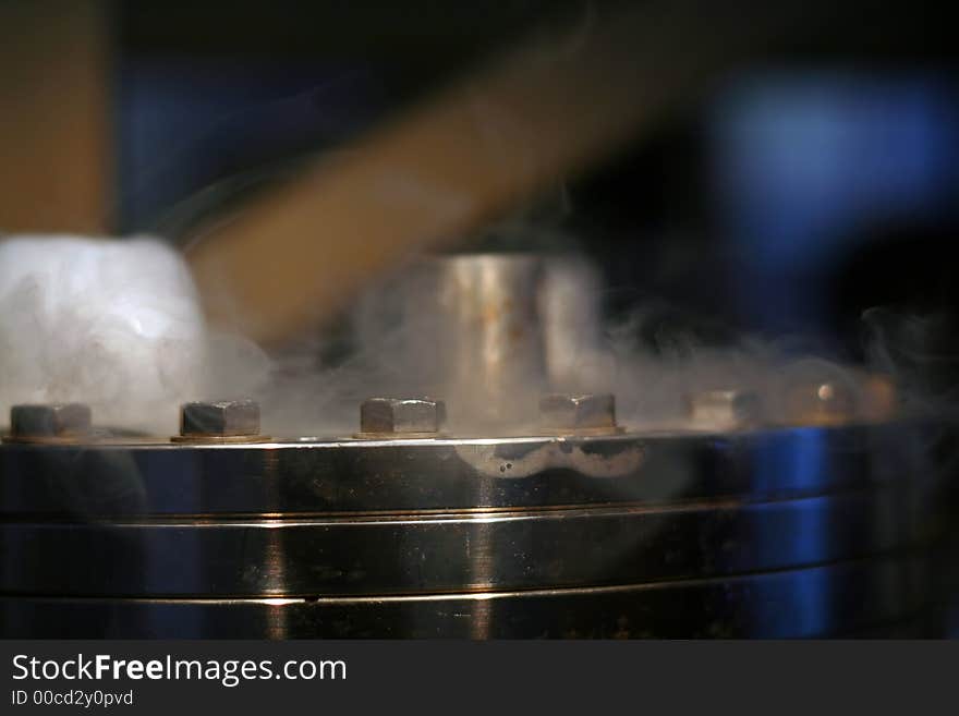 Close-up of a liquid nitrogen trap in a lab. Close-up of a liquid nitrogen trap in a lab