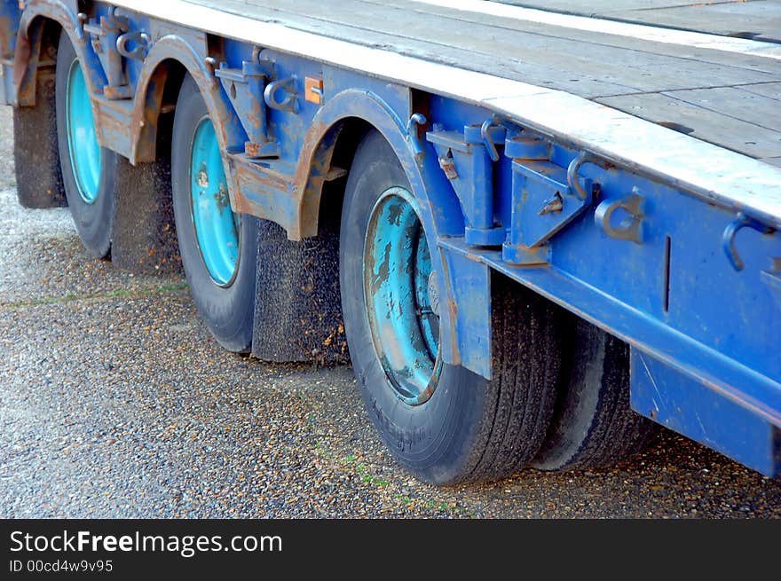 Articulated Trailer and wheels ready for loading goods. Articulated Trailer and wheels ready for loading goods