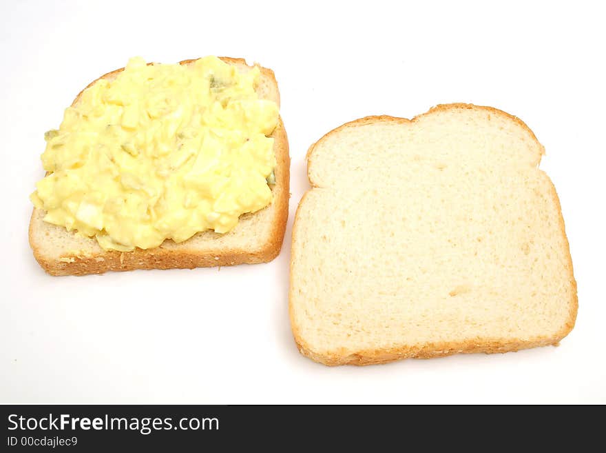 Egg salad sandwich open