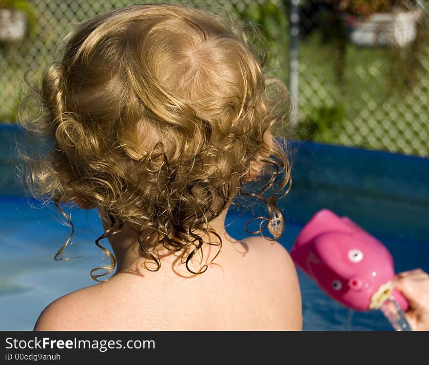 Wet Head of Young Boy