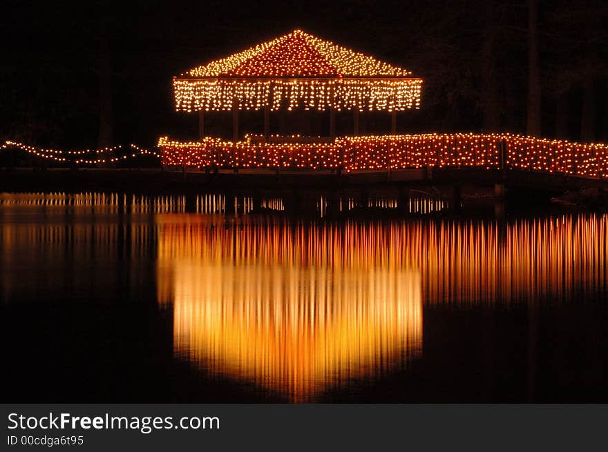 Lakeside Cabana Covered In Lights