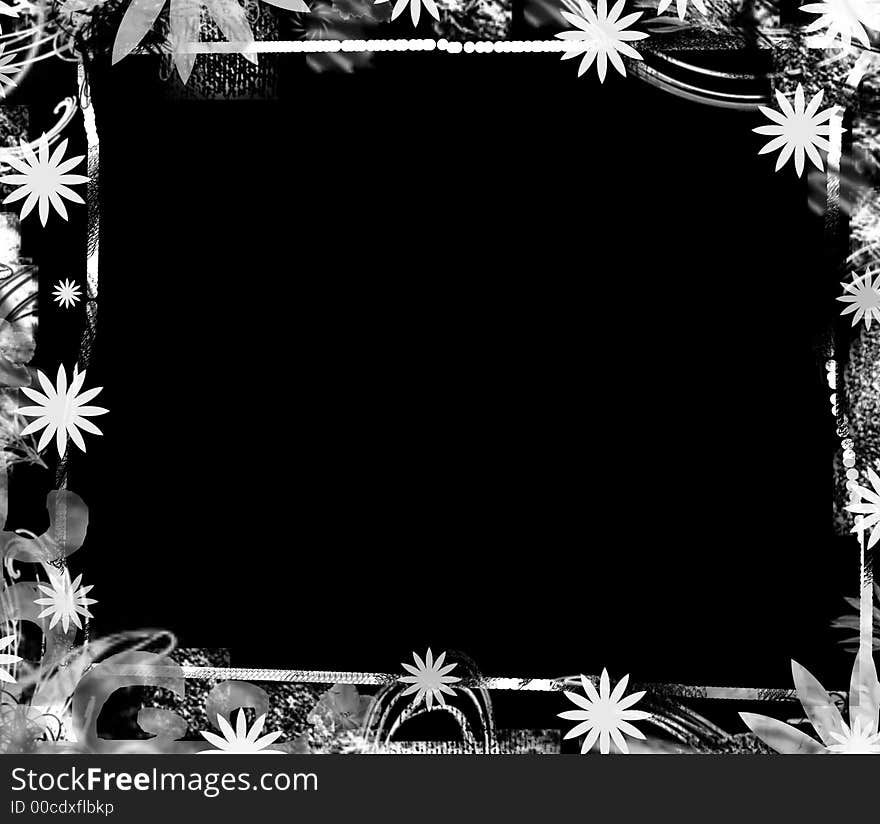 A grunge floral frame for masking and overlays. A grunge floral frame for masking and overlays.