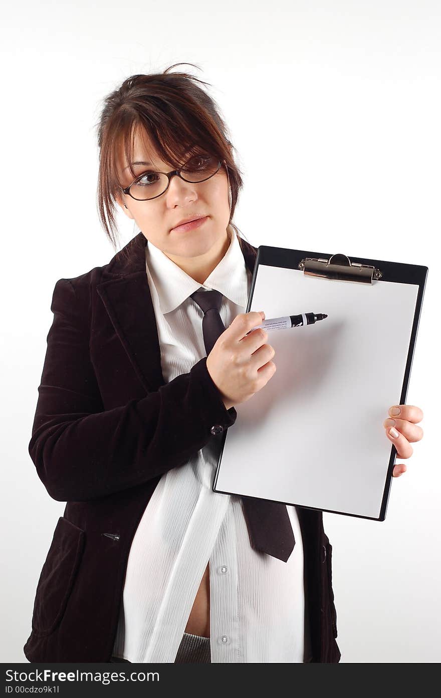 Business woman holding clipboard 8