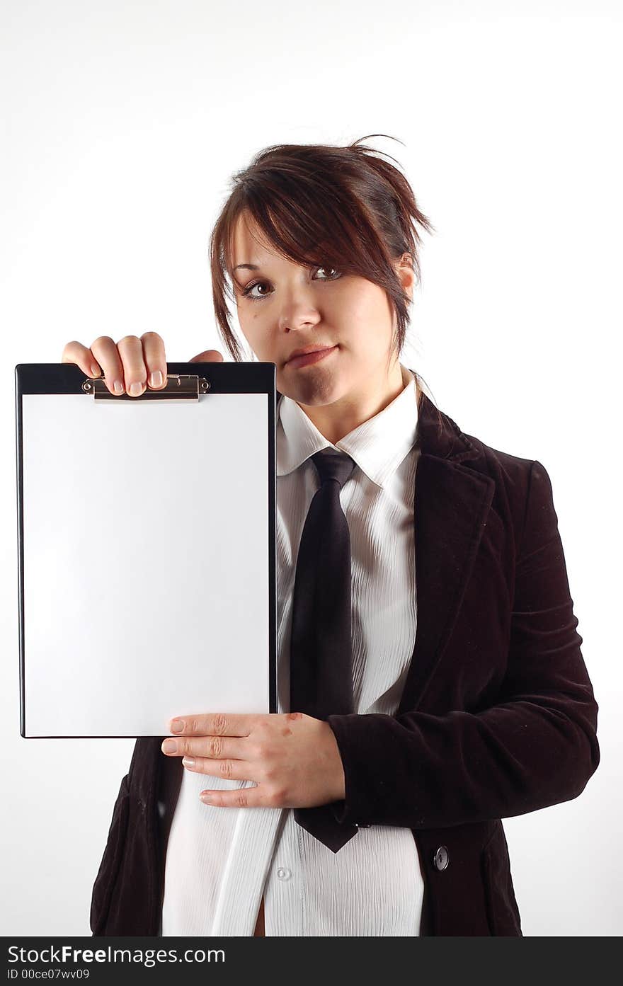 Business woman holding clipboard 8