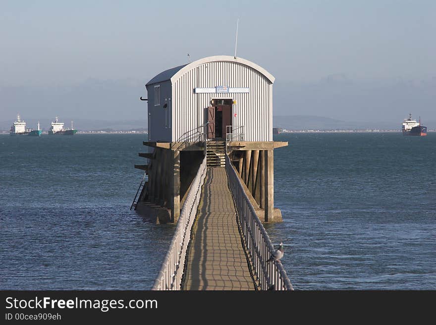 Lifeboat station with sea & boats