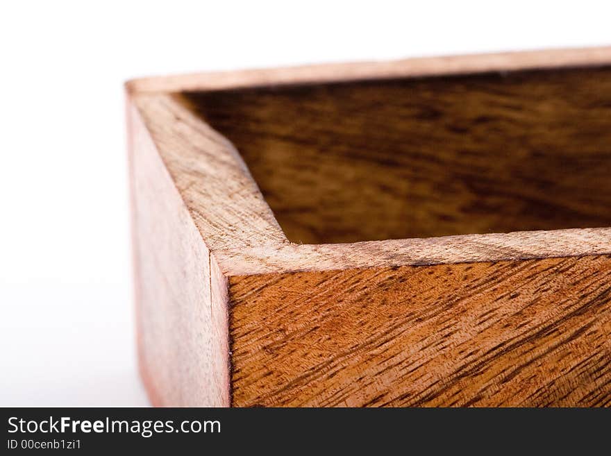 Shoot of wooden box on a white background.