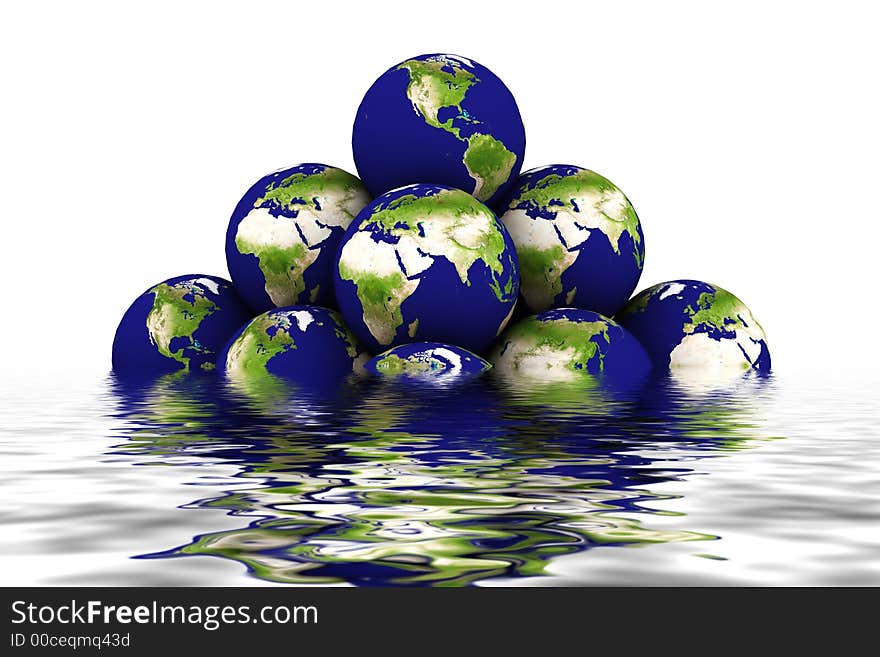 3d rendered earth stacked on top of one another. 3d rendered earth stacked on top of one another