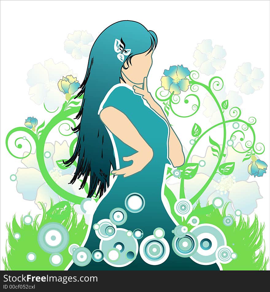 The romantic girl on a flower background