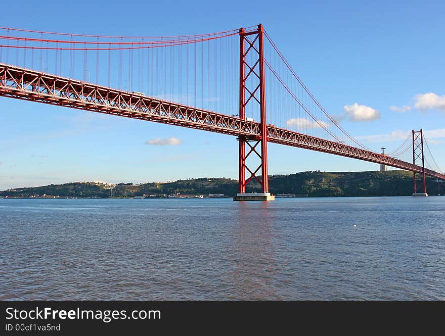 Lisbon bridge and tagus river