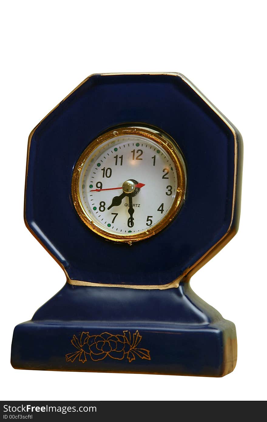 Ink blue ceramic clock with golden borders